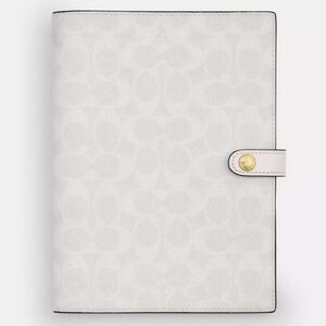 Coach Notebook In Signature Canvas White/Chalk New With Tags